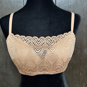 Natori Private Luxuries Tan lace Camisole/ bralette - Size 36D